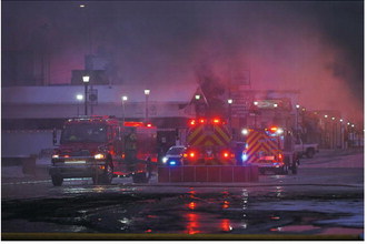 Crews fought the fire off by 10:30 p.m. but had to put out flare ups and hot spots throughout the night. Photo by Larry Stokke.