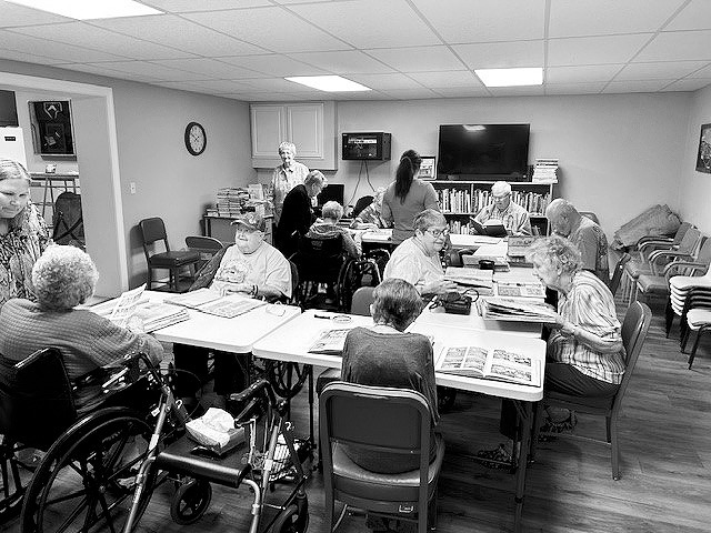 Residents all gathered around on a trip down memory lane.