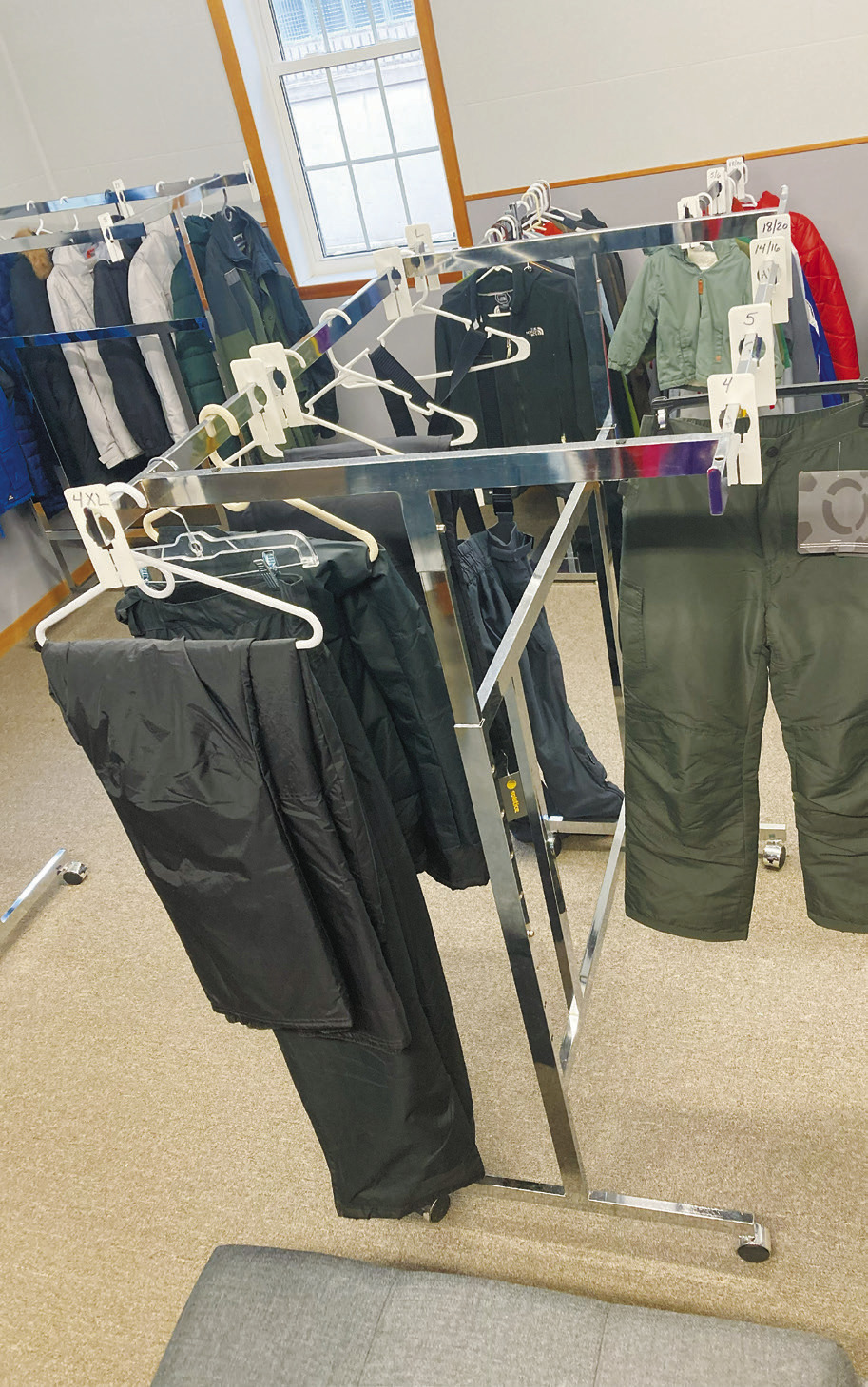 As of Sept. 6, racks that overflowed in July now stand nearly bare at LOAN. Only six pairs of junior high and high school-sized snow pants remained, and there are no gloves left for older students.