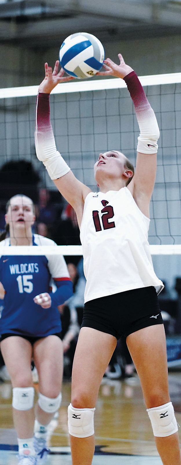 Kemi Morstad had a great game with 35 assists, four digs, three blocks, and three kills. Photo by Larry Stokke.