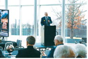 Dale Lennon, director of the State Historical Society of North Dakota Foundation, speaks to North Dakota legislators during a military gallery legislative reception in April 2025 at the North Dakota Heritage Center &amp; State Museum in Bismarck, North Dakota.