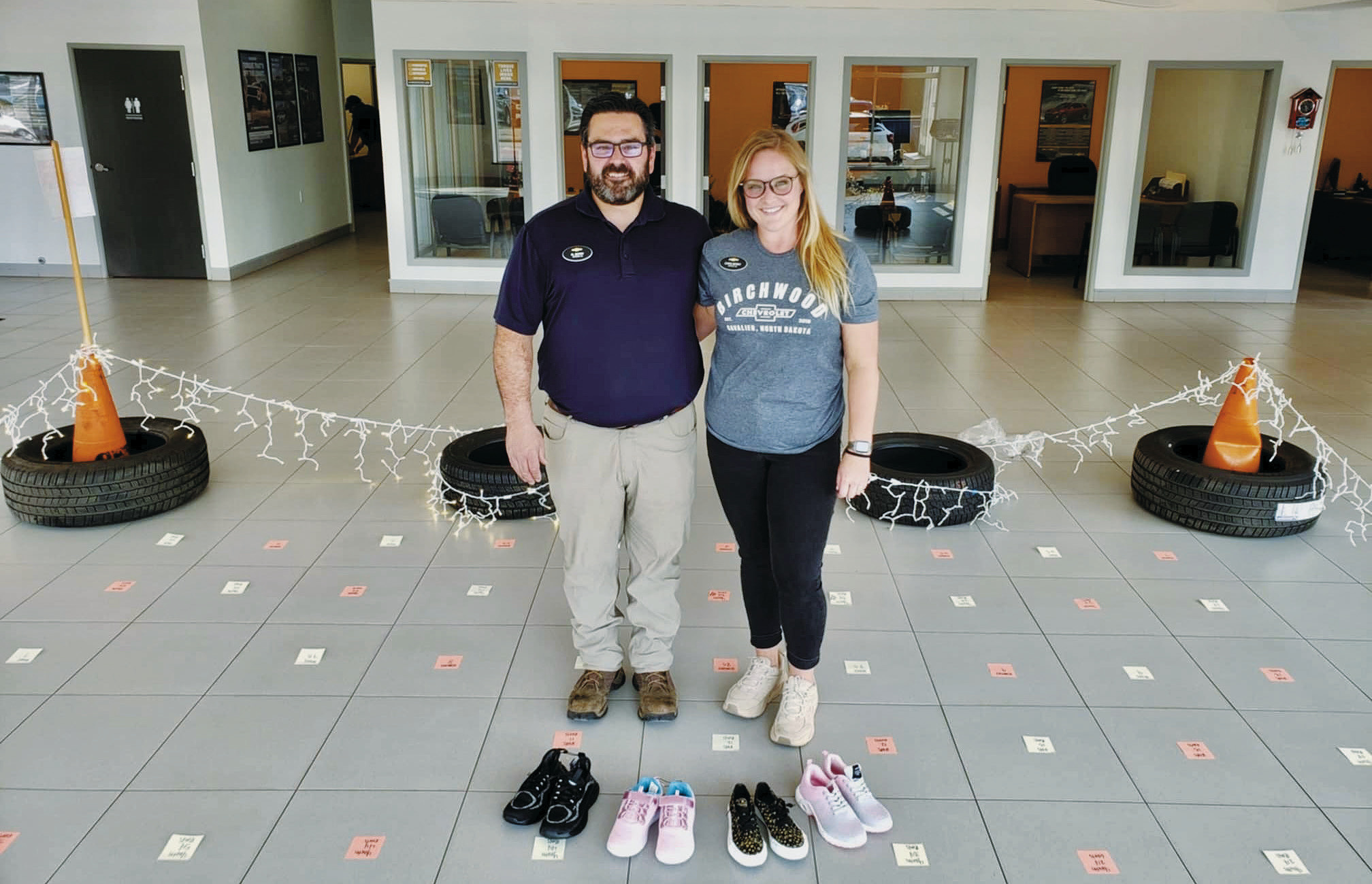 Al and Chris Berry hope to have a “pair for every square” at the end of the shoe drive. Submitted photo.