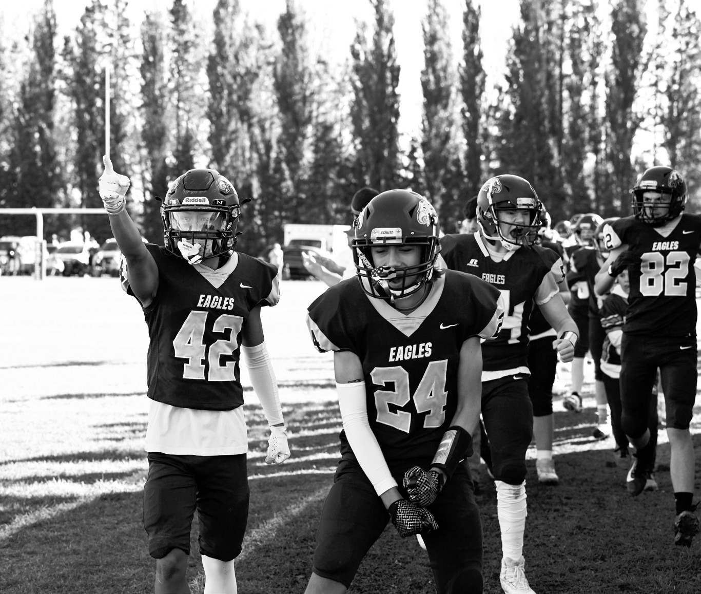 North Border Eagles sideline keeps the boys hyped during the game. Photo by Ashley Schafer.