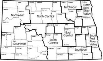 North Dakota crop budget regions. (NDSU graphic)