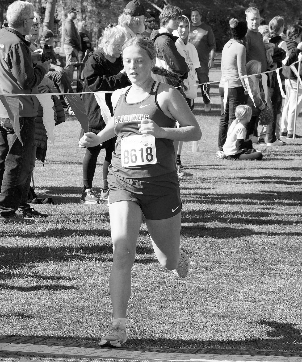 Remmi Bodnar is heading to the state cross country meet in Jamestown after a qualifying run at the regional meet. Photo by Larry Stokke.