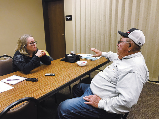 Kristín Jóhannsdótiir Interviewing Russell Hannesson at Mountain Community Center.