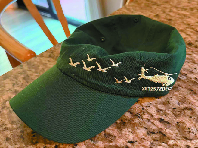 One of the hats Lorna had made for the ceremony. Lorna said quite a few are leftover, and she’s happy to sell them for $30 to offset expenses for the family. If you are interested in purchasing one, please email editor@theborderlandpress. com.