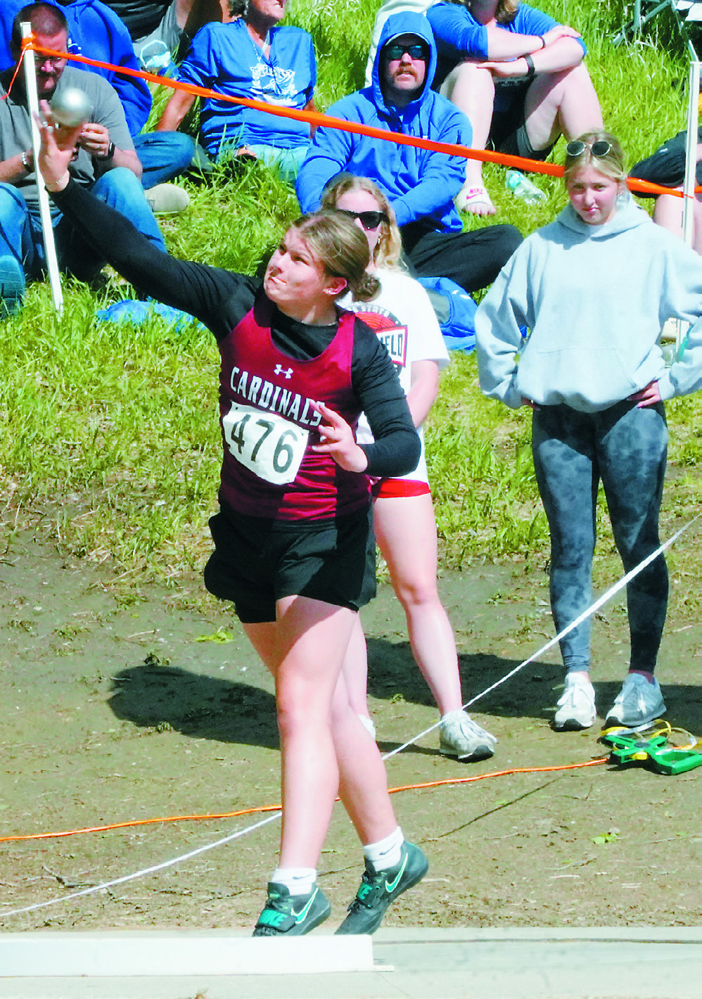 Fenja Lawson had a personal best throw in the shot put with a distance of 37' 3'. Photo by Larry Stokke.
