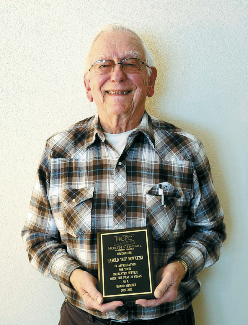 Harold “Ole” Nowatzki was honored for his 25 years of service to Region III through the North Central Planning Council.
