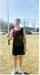 Levi Swanson qualified for the state meet in the javelin at the Grizzly Invite on April 20. He threw 158-0. Submitted photo
