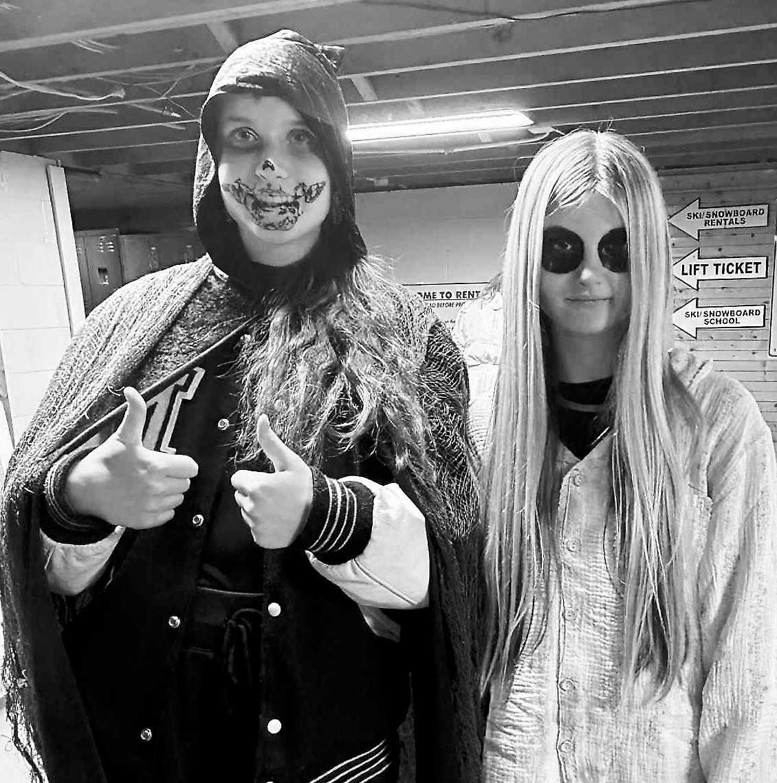 Bridget Pankratz and Lexi Olson were ready to spook and scare the haunted house attendees. Photo courtesy of Sam Beck.