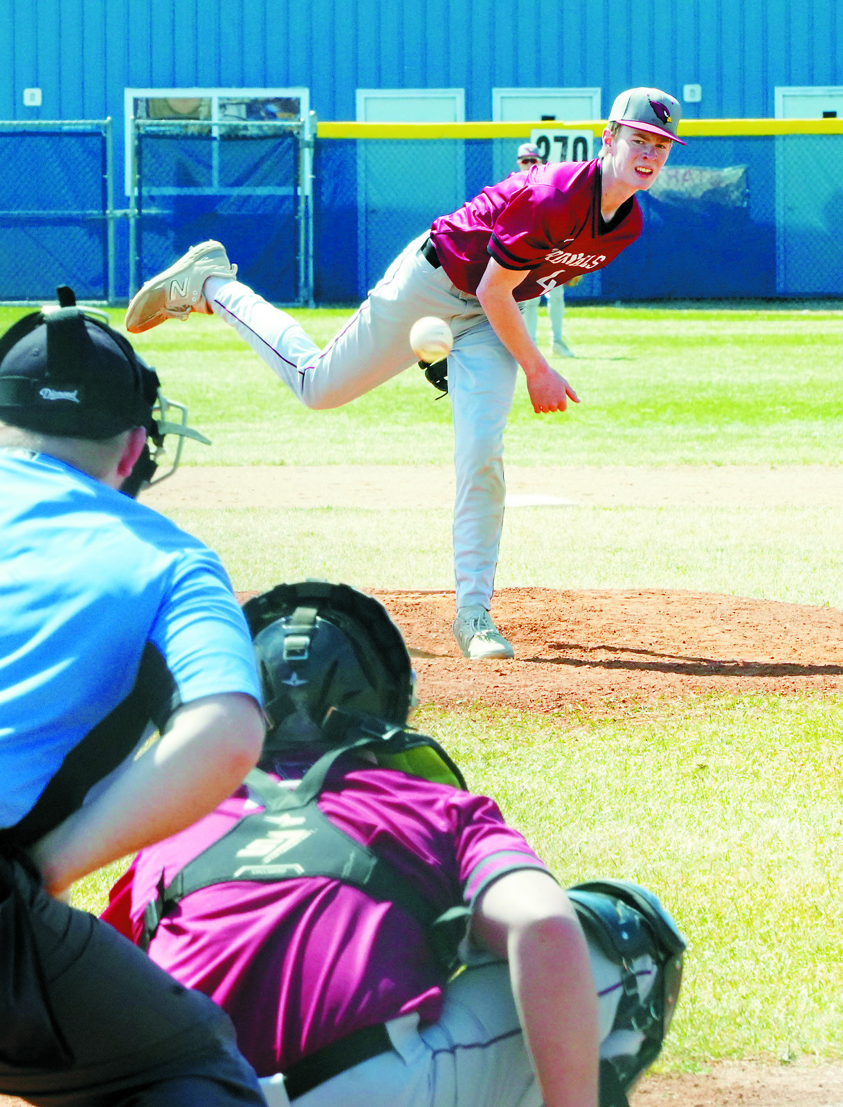 Tyson Gemmill eyes the batter and sends a third strike over the plate. Photo by Larry Stokke.