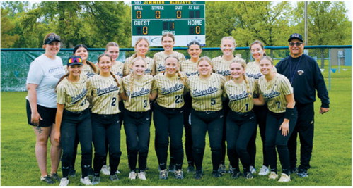 The 2026 Pembina County North Grizzlies softball team celebrates a memorable season and state tournament appearance. Photo by Larry Stokke