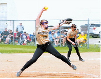 Katy Jensen entered in the seventh inning and immediately found the strike zone, delivering a first-pitch strike against Glenburn during the Grizzlies' state tournament matchup. Photo by Larry Stokke