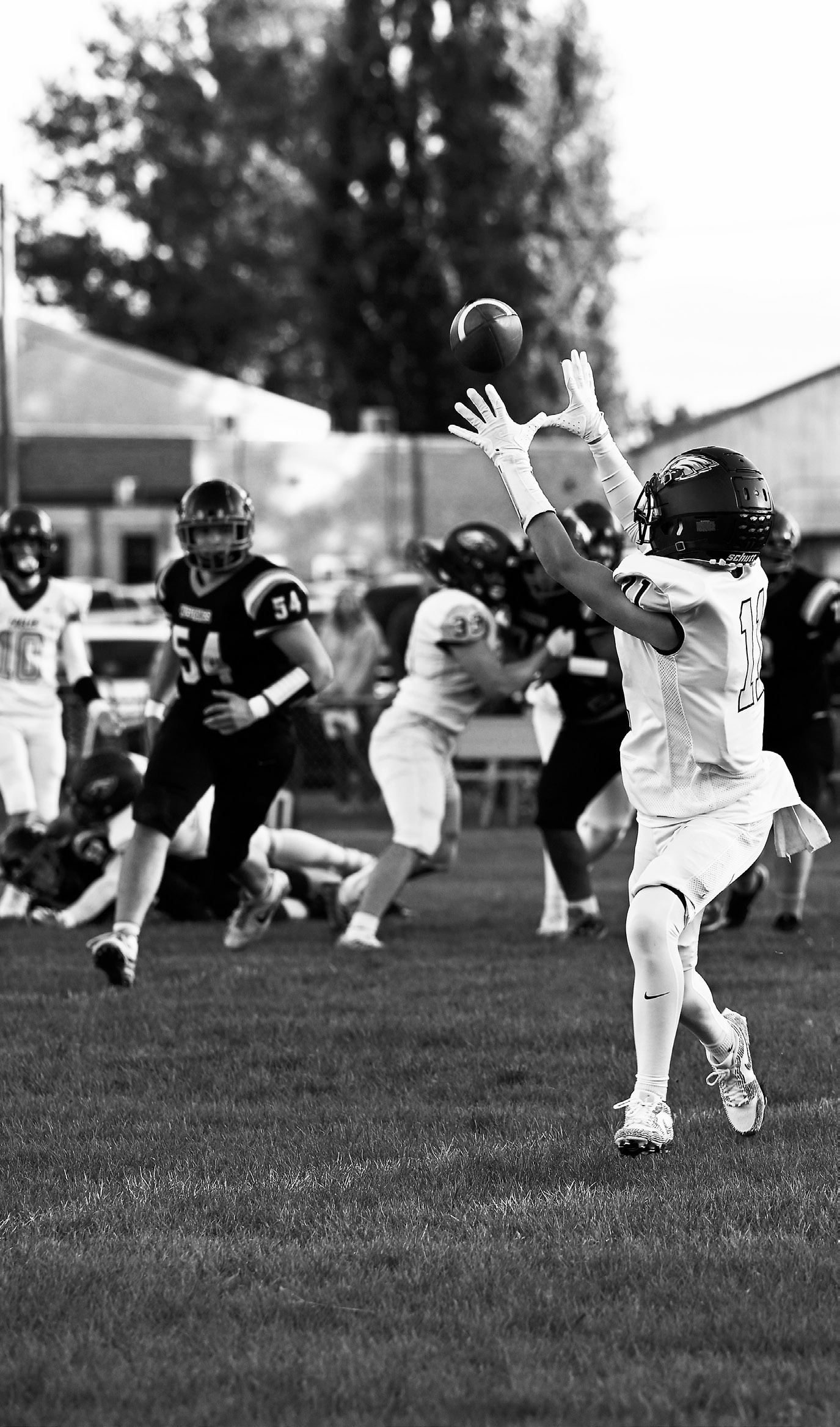 Kolter Kakela secures the pass for the first down.