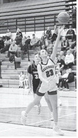 FM Bank Player of the Game Hallie Overby shot a perfect 4 for 4 from the free throw line and finished the game with 8 points against Thompson. Photo by Larry Stokke.