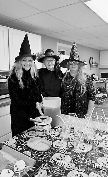 Story Hour volunteers, Connie Jonas, Kathleen Carpenter, and Mary Mostad, dressed up as spooky witches at last week’s reading.
