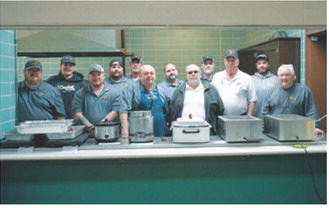 Members of the KEM Shrine and Langdon Masons on the kitchen crew for their fundraiser April 11. Photo by Larry Stokke