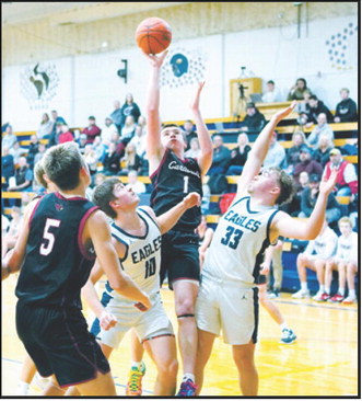 FM Bank Player of the Game for the Cards was Eastyn Schaefer, who had a 29 point game against the Eagles in Walhalla on Jan. 13. Photo by Larry Stokke.