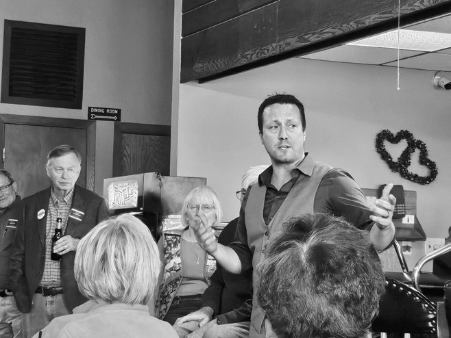Tim Lamb, Dem-NPL nominee for State Auditor, implores the importance of a bipartisan system. Photo by Nick Vorlage.