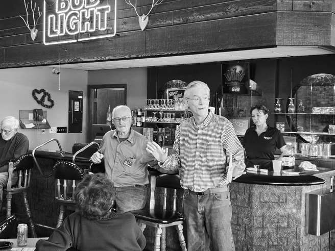 Pembina County native Patrick Hart speaking at the Democrat-NPL Meet and Greet. Photo by Nick Vorlage.