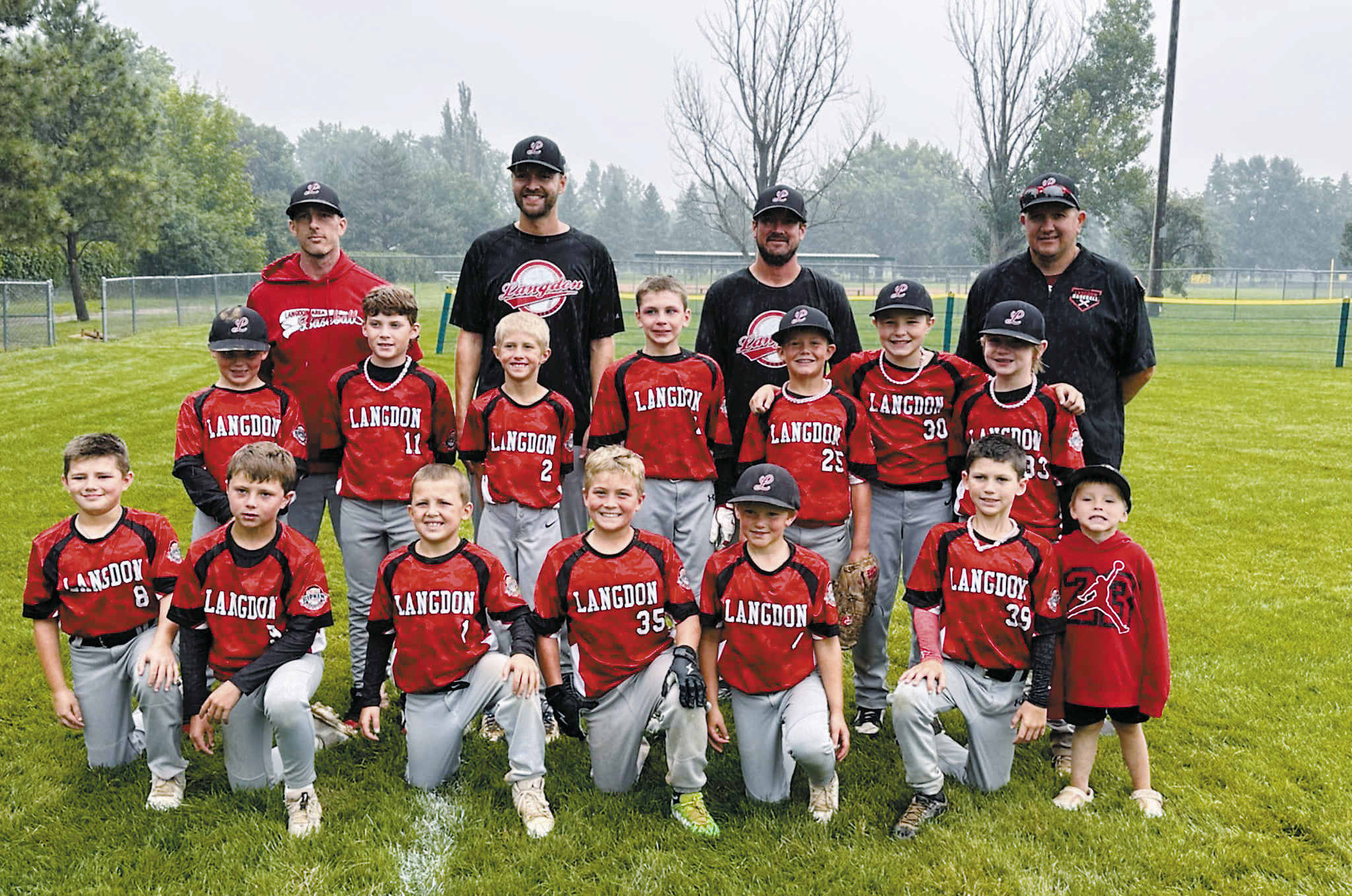 Langdon’s Red Sox 9U travel team placed in the top four out of 15 teams at the Cal Ripken State Tournament hosted in Wahpeton. Front: Sean Marceaux, Caden Downs, Ben Schaefer, Levi Roy, Miles Flink, Grady Zeis, Parker Flink. Middle: Jack Schaefer, Beau Busse, Baylor Krivarchka, Aksel Bredeson, Hunter Jacobson, Jaxtin Overby, Jamison Balsdon. Back: Zack Schaefer, Chris Bredeson, Justin Flink, Josh Krivarchka