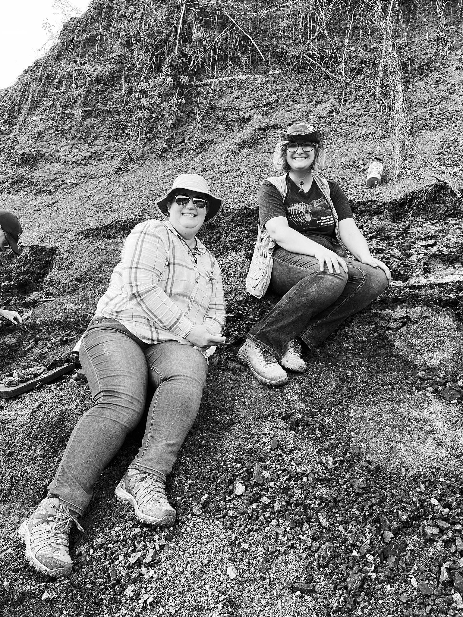 Mother-daughter team, Molly and Mara Bestge, have been attending the public fossil digs for over a decade. Mara's first dig was also in the Pembina Gorge, with paleontologist Dr. John Hoganson. Photo courtesy of N.D. Geological Survey.