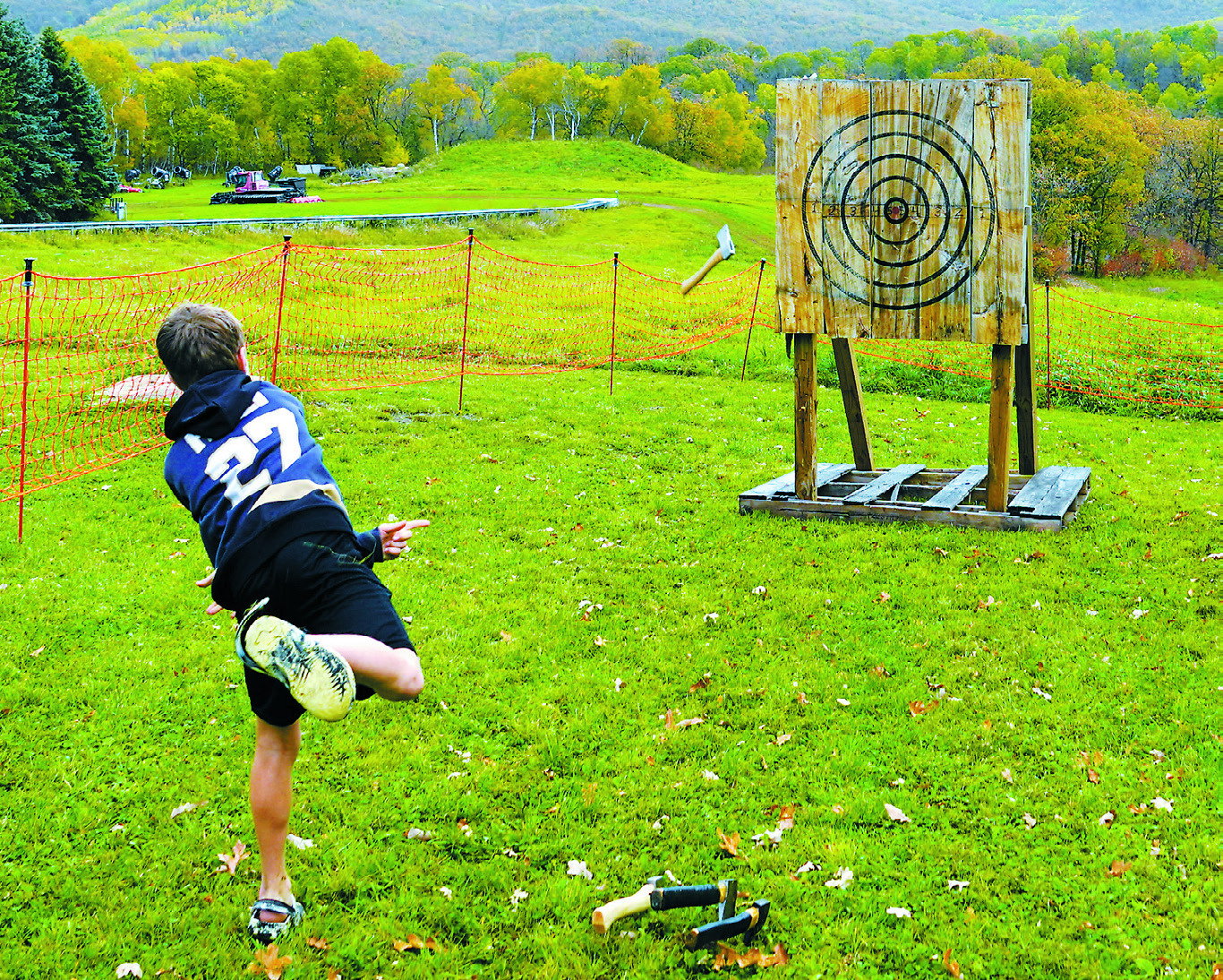 Axe throwing was a hit at this year's Oktoberfest celebrations at Frost Fire Park. Photo by Larry Stokke.
