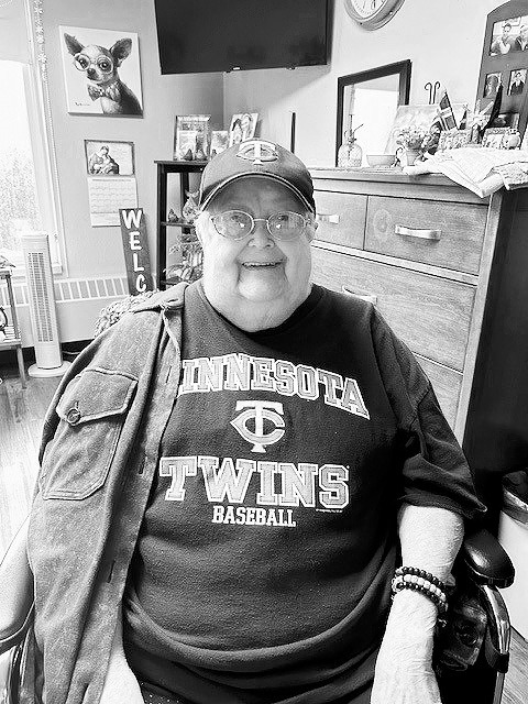 Linda sporting her Twins gear.