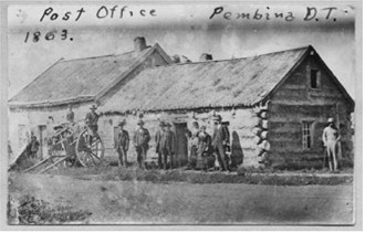 ND’s First Post Office – Pembina c. 1863, Source: SHSND – 00362-00001