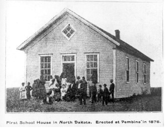 ND’s First Schoolhouse – Pembina c.1876, Source: SHSND – C1321-00001