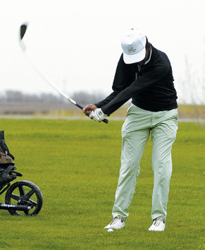 North Border Eagle Gabe Symington earned a trip to the State Meet by finishing the day with a score of 76 in Lakota on May 14. Photo by Larry Stokke.