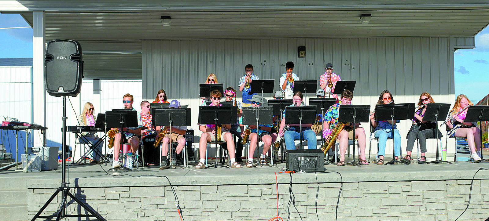 Langdon Area High School's Jazz Band performing at the first of four of the Summer Concert Series. Photo by Larry Stokke.