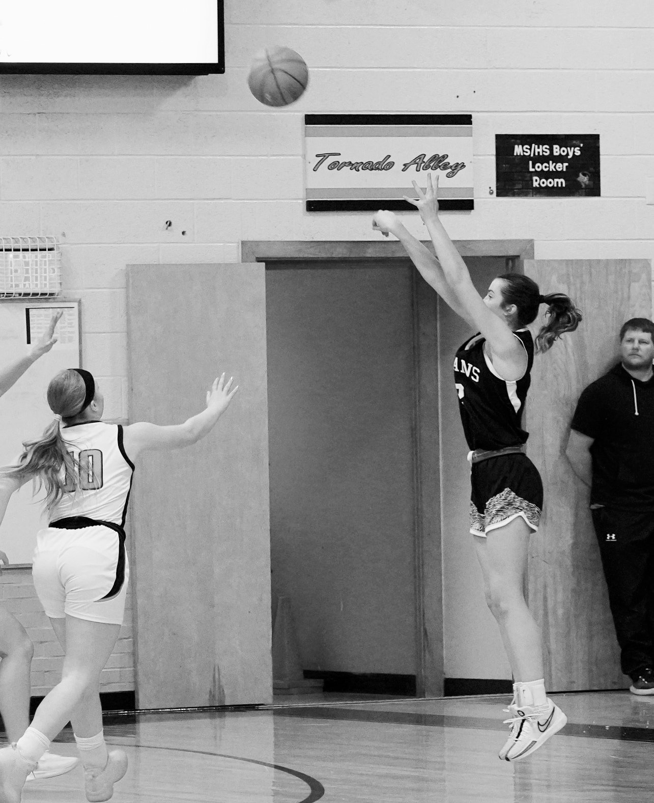 Jaelyn Johnson, now playing for DVE, had two 3 point shots and finished with a team high 13 points in the win over Cavalier. Photo by Larry Stokke.