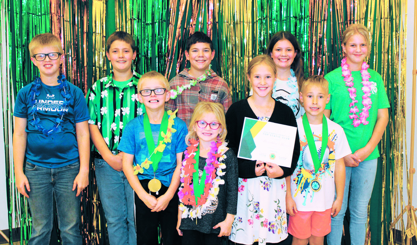 Top Static Club – Mountain Movers – front row (L-R) Silas Norrell, Kiara Norrell, Charlie Heck, Ramsey Heck; back row: Levi Norrell, Oscar Hunter, Colt Creau, Chloe Hunter, and Stella Norrell.