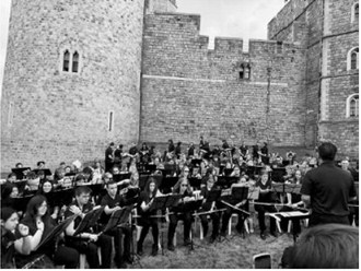 The band performs in front of Windsor Castle in England. Submitted photo