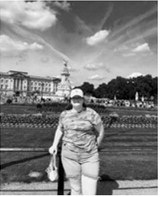 Matilda Lawson stands in front of the Queen Victoria Memorial and Buckingham Palace in London. Submitted photo