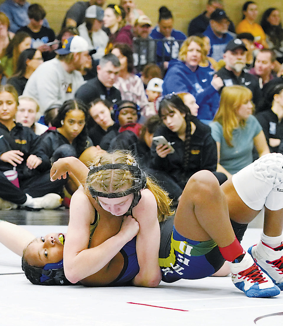Jayln Carigan won by pinfall in Grand Forks on Dec. 14. Photo by Larry Stokke.
