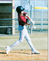 Connor Mitchell connects for a base hit in the win over the Grafton Spoilers. Photo by Larry Stokke