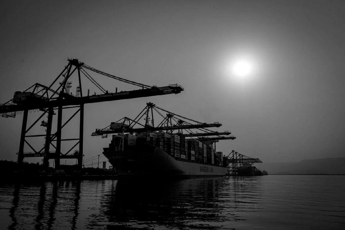 A ship docked at the Port of Santos in Brazil. photo provided, Santos Port Authority.