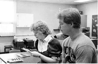 Baking up sweet treats and fond memories. Former student, Greg Lafrenz, listened intently as Mrs. Mavis Mikkelsen taught home economics class in the 1980s. Submitted by Adam Lafrenz