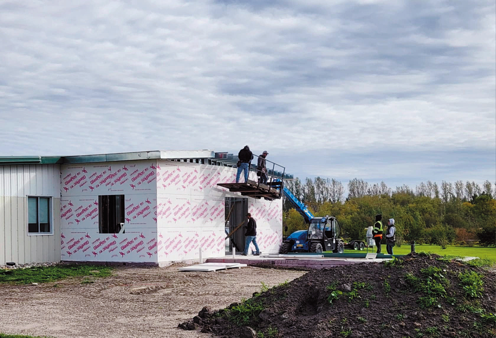 The outside frame of the entrance to the new greenhouse being put up on Oct. 1. Photo by Hilary Nowatzki.