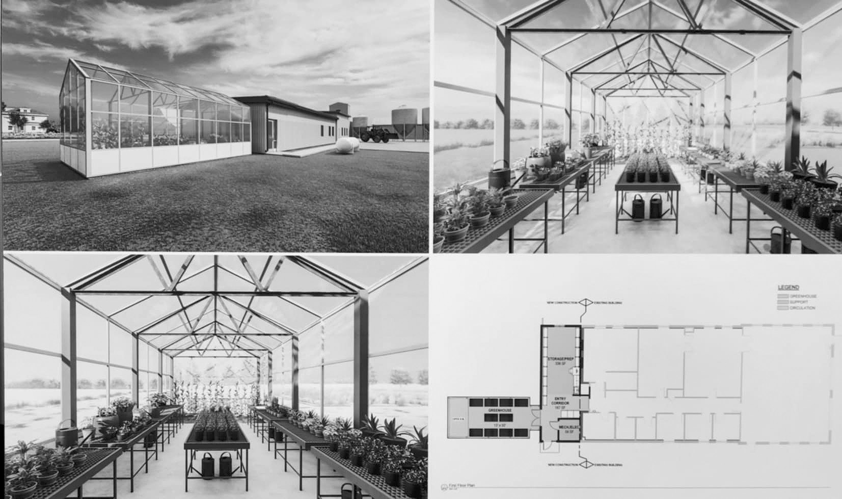 Preliminary designs show what the finished state of the art greenhouse will look like. Photo by Hilary Nowatzki.