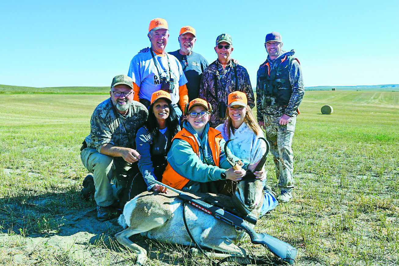 The Dream Makers assistive team, along with Jiry, Bridget, and Jiry’s support staff, smile during last Saturday’s hunt.