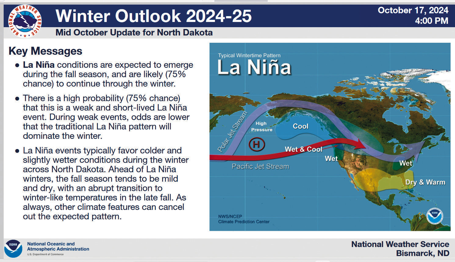 National Weather Service releases updated outlook