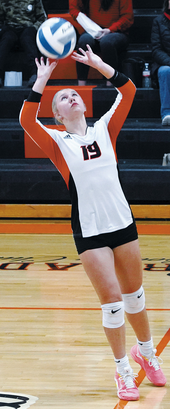 Brynn Devine had 22 assists in the Tornadoes game against the Eagles. Photo by Larry Stokke.