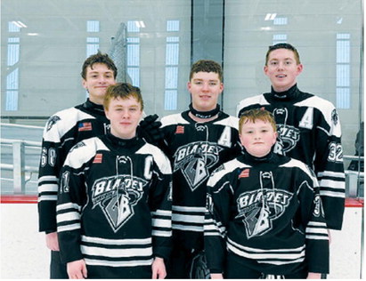 Final year Bantam players that will move to Jr. Gold next year. L-R: Tyler Borgen, Maddux Busse, Austin Wenzel, Bensen Fetsch, and Brennan Schill. Submitted photo