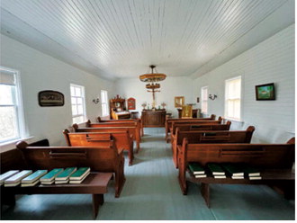 The preserved interior of Nore Numedahl Lutheran Church offers a glimpse into the rural congregation’s past. Photo submitted by Cory Lien