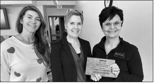 Barb Crockett and Stephanie Welsh of the Cavalier County Health District are pictured after the district received the 2026 North Dakota Public Health Association Public Health Team of the Year award. Submitted photo