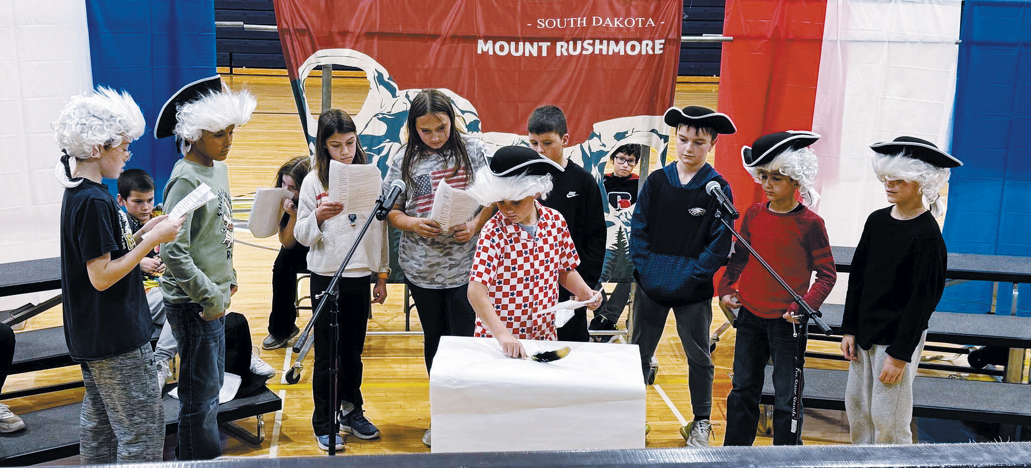 Students put on a very ‘Patriotic Pageant’ for the community for Veterans Day. Photos by Rebecca Davis.